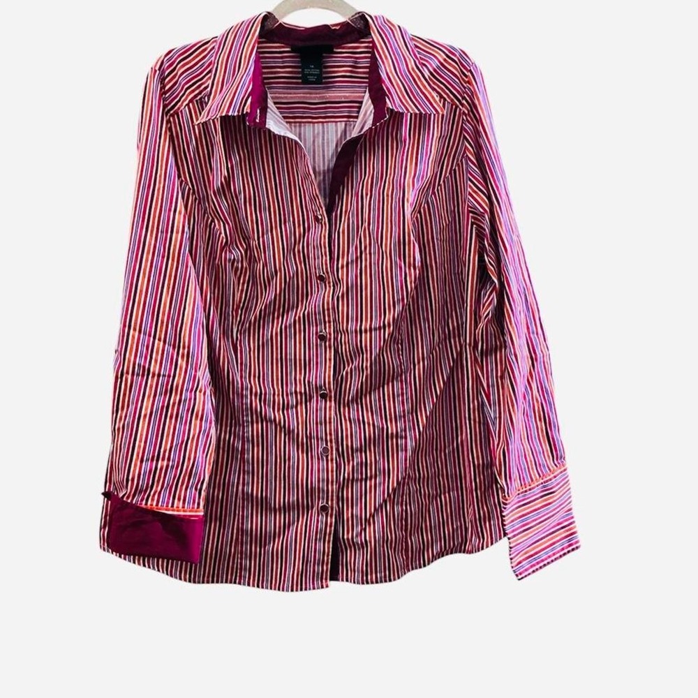 Lane Bryant Striped Button-Up Shirt Size 18